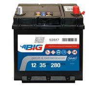 ASIA Autobatterie 12V 35Ah BIG Starterbatterie 53517 Pluspol rechts Dünnpol 40Ah