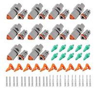 ASOFTY 10 Sets DT-Stecker-Set, Deutscher Stecker KFZ 3 Polig, DT06-3S/DT04-3P Deutsch Stecker, Auto Wasserdichter Elektrischer Steckverbinder für Auto, LKW und Motorrad