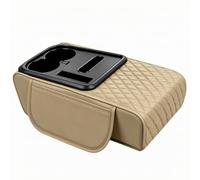 AsrMyjcx Mittelarmlehnenkissen mit Becherhalter universell Armlehnenkissen mit Taschen strapazierfähig Armlehnen-Erhöhung für Autofahrten, Beige