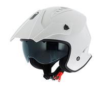 Astone Helmets - Casque de moto MINI CROSS monocolor - Casque jet au look enduro - Casque de moto look cross - casque de ville compact - gloss white S