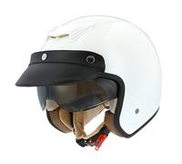 Astone Helmets - Casque jet Sportster 2 mono color- Casque jet néo rétro - Casque moto jet vintage - Casque jet casquette avec en cuir - Coque en polycarbonate - white M