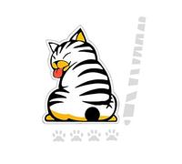 Asudaro Car Windscreen Wiper Decal 3D Auto Aufkleber Cartoon Cat Moving Tail Aufkleber reflektierende Scheibenwischer Decals Gelbe Katze Auto Heck Scheibenwischer Abziehbild Aufkleber,Weiß