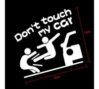 Asudaro Kreativer Persönlichkeit Auto-Aufkleber Wasserdicht Selbstklebender Cartoon-Autoaufkleber Don’T Touch My Car Decal Auto Lustige Warnaufkleber für Auto-LKW-Fensterdekoration 15 x14cm,Weiß