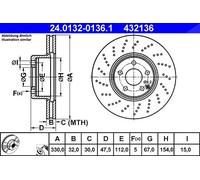 ATE Bremsscheibe 24013201361 Gelocht 330mm 32mm für Mercedes