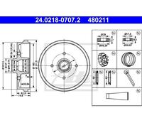 ATE 24.0218-0707.2 Bremstrommel