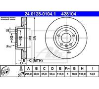 ATE 2 Original Bremsscheiben belüftet 296 mm (1420-21208) | Bremsscheibenset,