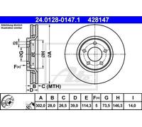 Bremsscheibe ATE 24.0128-0147.1 für GRAND VOYAGER / VOYAGER III (GS) 2.4 1997-