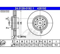 ATE 2 Original Bremsscheiben belüftet 305 mm (1420-21317) | Bremsscheibenset,
