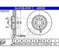 Ate 1x Bremsscheibe [Hersteller-Nr. 24.0128-0191.1] für Alfa Romeo, Jeep