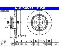 ATE Bremsscheibe 24011003471 voll 264mm 10mm für Vaughall