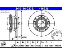 Ate Bremsscheiben Hinten Voll Ø 288Mm | 2X 24.0116-0235.1