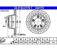 ATE 24.0124-0176.1 Brake Disc for PORSCHE