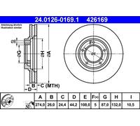 ATE 24.0126-0169.1 Brake Disc for HYUNDAI