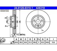 Bremsscheibe ATE 24.0128-0310.1 vorne, belüftet, hochkarbonisiert, 1 Stück
