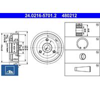 Ate 24.0216-5701.2 Bremstrommel für Citroen für Peugeot