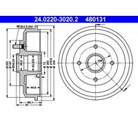 ATE 24.0220-3020.2 Bremstrommel für FORD,SSANGYONG