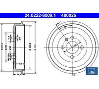 Ate 24.0222-8009.1 Bremstrommel für BMW