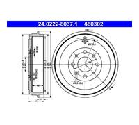 ATE 24.0222-8037.1 2x Bremstrommel