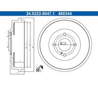 Ate 24.0222-8047.1 Bremstrommel für FORD