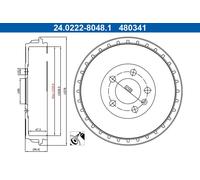 Ate 24.0222-8048.1 Bremstrommel für AUDI SEAT SKODA VW
