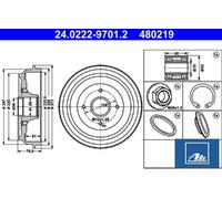 ATE Bremstrommel 24022297012 für Peugeot