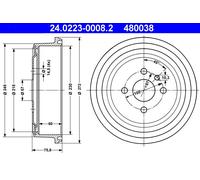 ATE 24.0223-0008.2 Bremstrommel für OPEL,VAUXHALL