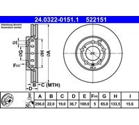 2x ATE Bremsscheibe PowerDisc 24.0322-0151.1