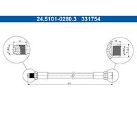 ATE 24.5101-0280.3 Bremsleitung elastisch hinten L/R (länge 280mm, M10x1/M10x1)