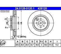 ATE 24012801201 Bremsscheiben 2 Stück Scheibenbremse Brake Disc VA vorne 428120