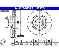 ATE 24012802241 Bremsscheiben 2 Stück Scheibenbremse Brake Disc VA vorne 428224