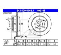 ATE 2x Bremsscheibe hinten Ø239 mm Voll für Honda City Stufenheck GM 1.4i-VTEC