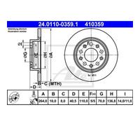 ATE 2x Bremsscheibe hinten 2640 Voll für Alfa Romeo Giulietta 940 940_