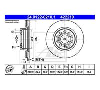 Bremsscheibe ATE 24.0122-0210.1 für AUDI A3 (8P1) 1.4 2007-2012