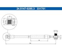 ATE 2x Bremsschlauch 24.5147-0285.3/2x M12x1 für SKODA OCTAVIA 3 Combi 5E5 5E6