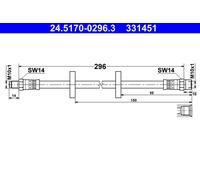 ATE 2x Bremsschlauch 24.5170-0296.3/2x für VW POLO 86C 80 2 DERBY CLASSIC 86 Cat