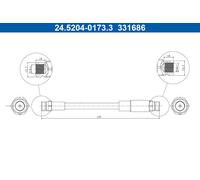 ATE 2x Bremsschlauch 24.5204-0173.3/2x für VW POLO 6 AW1 BZ1 AE1 CROSS C11 D31 4
