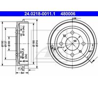 ATE 2x Bremstrommel 24.0218-0011.1 hinten