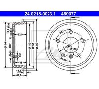ATE 2x Bremstrommel 24.0218-0023.1 hinten
