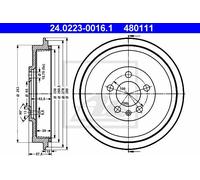 ATE 2x Bremstrommel 24.0223-0016.1 hinten