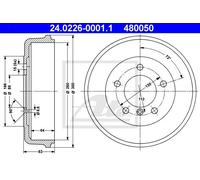 ATE 2x Bremstrommel 24.0226-0001.1 hinten