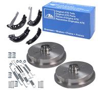 Ate 2x Bremstrommel mit Radlager+Backen+Zubehör [Hersteller-Nr. 10697137] für Seat, VW, Audi