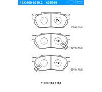ATE Bremsbelagsatz, Scheibenbremse 13046059192 für HONDA