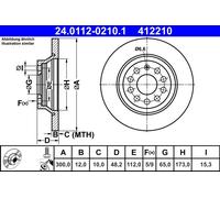 Bremsscheibe ATE 24.0112-0210.1 hinten, voll, 1 Stück