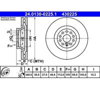 2x ATE Bremsscheibe 24.0130-0225.1