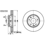 ATE Bremsscheibe 24012401951 belüftet 274mm 24mm für KIA