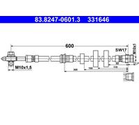 ATE Bremsschlauch 83.8247-0601.3 vorne rechts/links für SKODA VAG