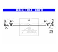 ATE Bremsschlauch Bremsleitung hinten für Audi 90 Coupe 80 83.6104-0250.3