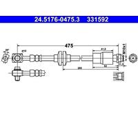 ATE Bremsschlauch 24.5176-0475.3 M10x1 für OPEL MOKKA J13 _76 4x4 LPG CDTI TRAX
