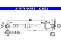 ATE Bremsschlauch 24.5176-0475.3 M10x1 für OPEL MOKKA J13 _76 4x4 LPG CDTI TRAX