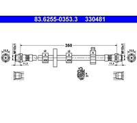 Flexibler Bremsschlauch 83.6255-0353.3 ATE für VW TRANSPORTER T4 Bus